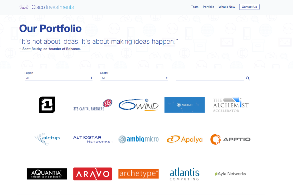 Cisco Investments - Portfolio page