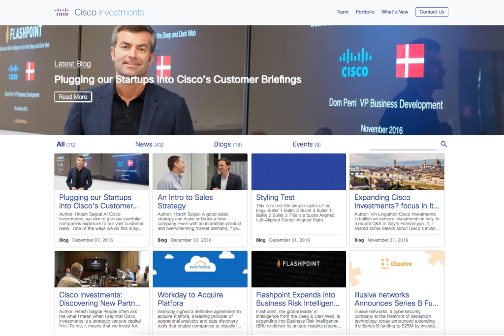 Cisco Investments - What's New Page