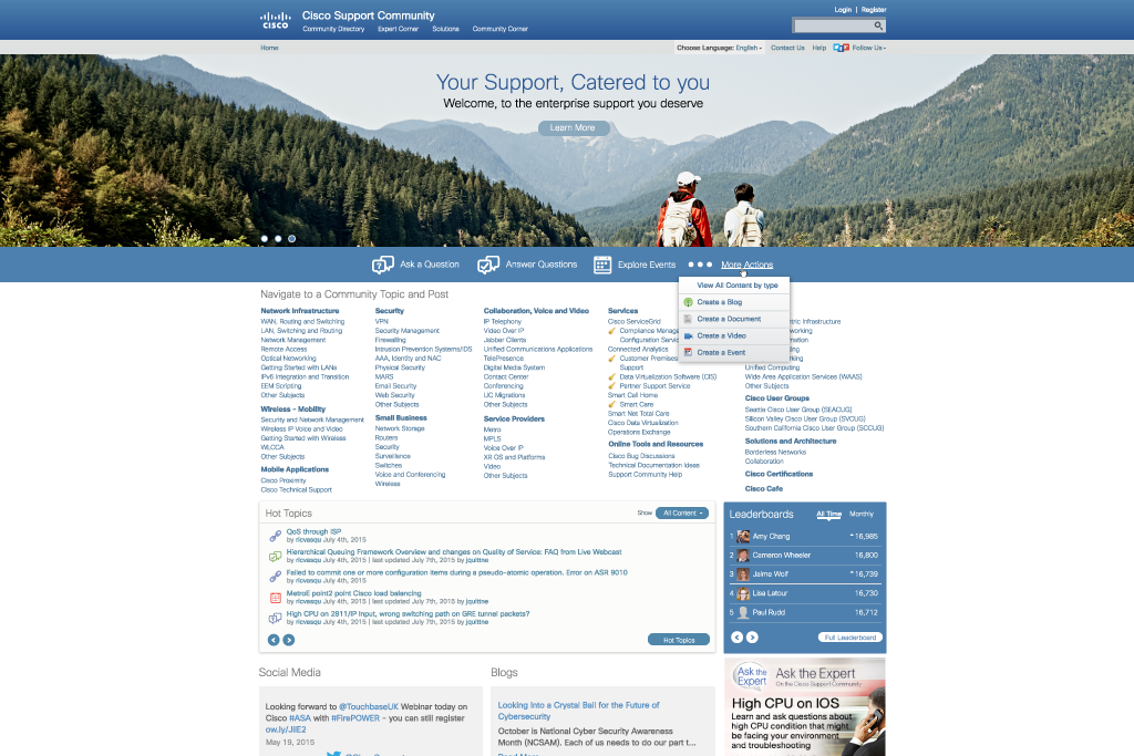 Cisco Support Community Homepage