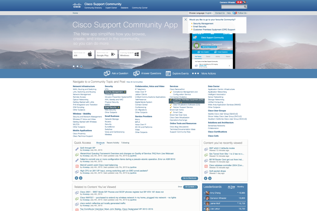Cisco Support Community Homepage
