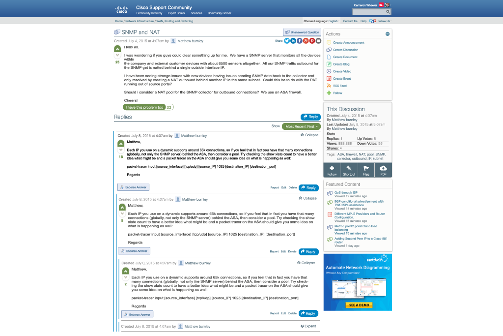 Cisco Support Community Content Detail Page