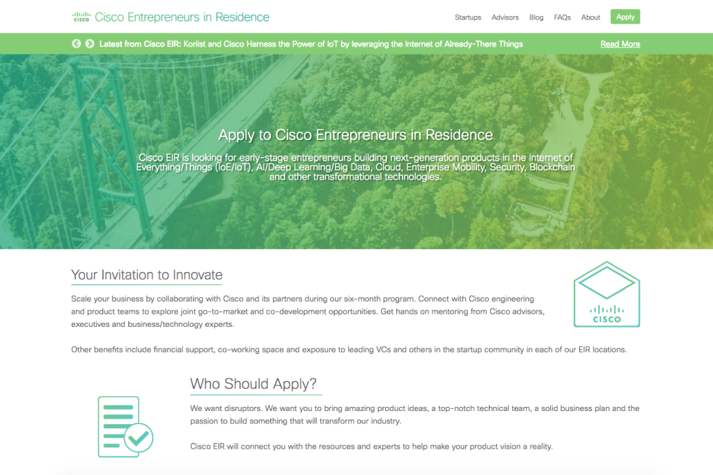 Entrepeneurs in Residence - Apply page